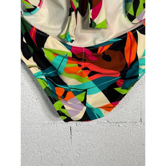 Bar III Tropical print Cowlneck One-Piece Swimsuit  Multi S - Picture 6 of 13